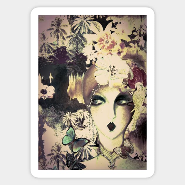 70s muted fashion deco art poster print pastel face Sticker by jacquline8689